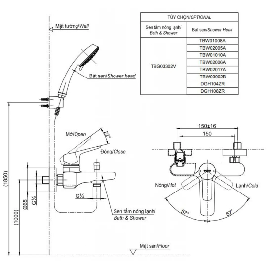 Vòi Sen TOTO TBG04302VA/DGH108ZR Tay Sen 5 Chế Độ