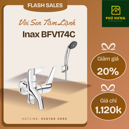 Vòi Sen Lạnh Inax BFV-17-4C (BFV174C) Tay Sen Mạ 1