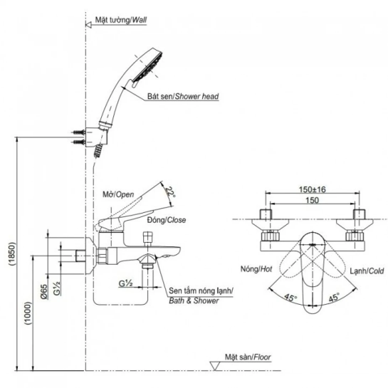 Vòi Sen TOTO TBS04302V/TBW07009A Tay Sen 3 Chế Độ