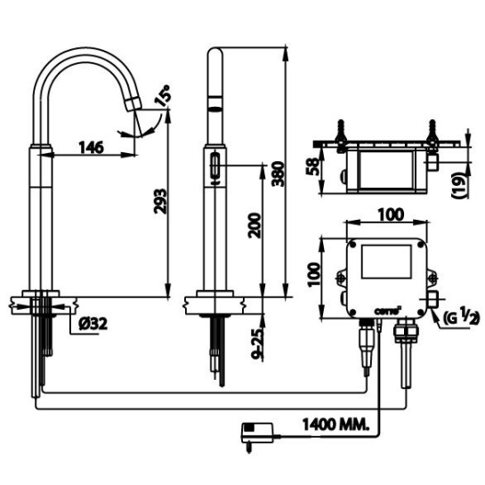 Vòi Rửa Chén Cảm Ứng COTTO CT5703Y(AC) Lạnh Thân Cao 220V