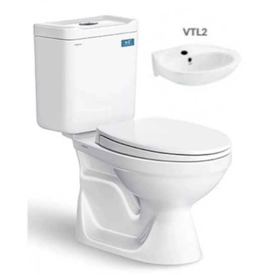 Bồn Cầu Viglacera VT18M 2 Khối Nắp Êm V1102E Kèm Chậu VTL2