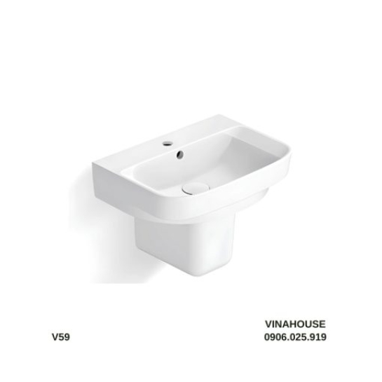 Bộ Chậu Rửa Lavabo Và Chân Ngắn Viglacera V59 Treo Tường