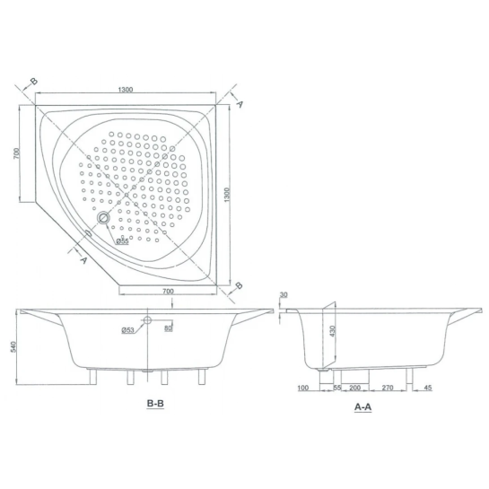Bồn Tắm Góc TOTO PAY1300PE/DB505R-2B 1.3M